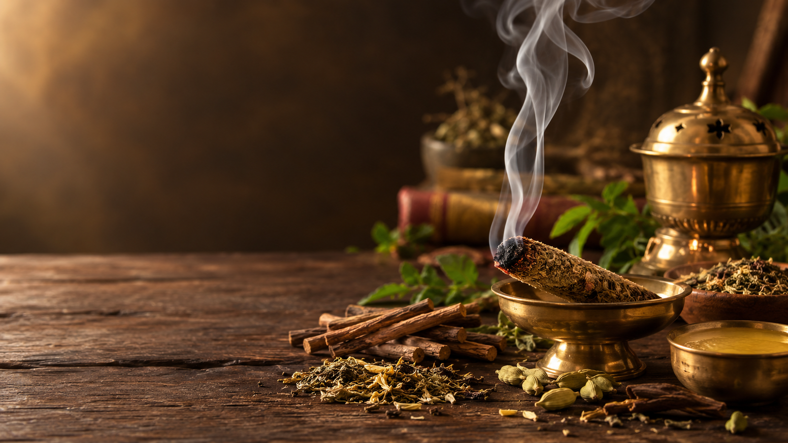 आयुर्वेद में औषधीय धूम की अवधारणा | Dhoomapana in Ayurveda Ayurvedic Smoke and Spices Still Life