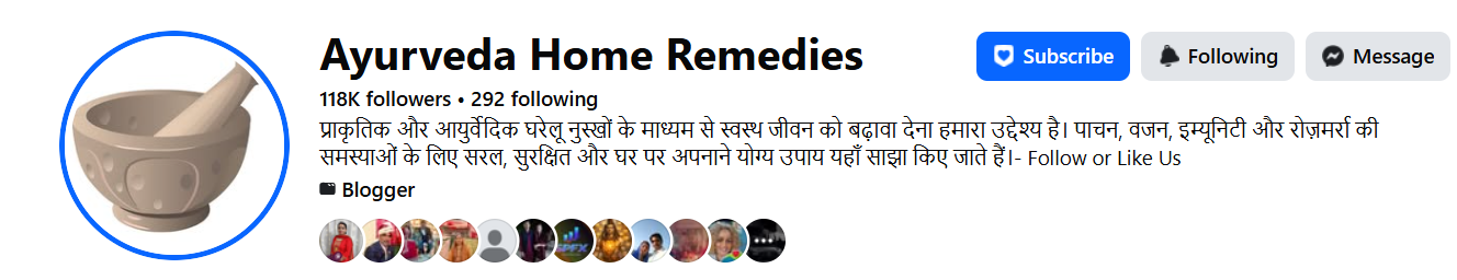 Facebook page link of Ayurved Remedies